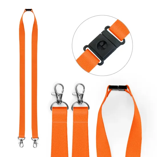20mm Lanyards with Dual Metal Clips & Breakaway | Durable ID Holders | 100 Pack