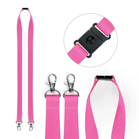 20mm Lanyards with Dual Metal Clips & Breakaway | Durable ID Holders | 100 Pack