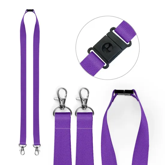 20mm Lanyards with Dual Metal Clips & Breakaway | Durable ID Holders | 100 Pack