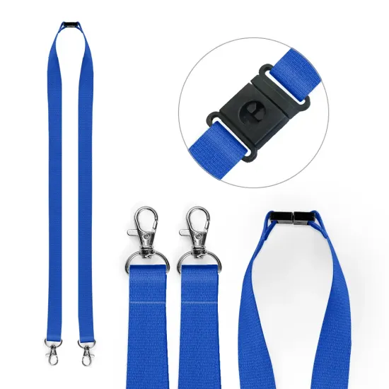 20mm Lanyards with Dual Metal Clips & Breakaway | Durable ID Holders | 100 Pack