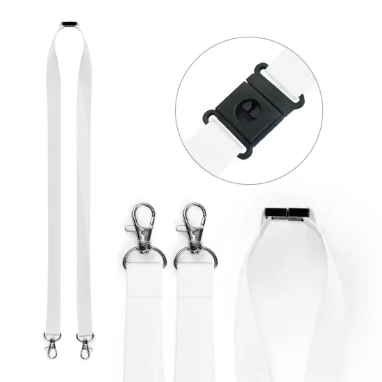 20mm Lanyards with Dual Metal Clips & Breakaway | Durable ID Holders | 100 Pack