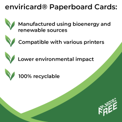 enviricard image 1 stack of enviricard cards with green plastic free logo
