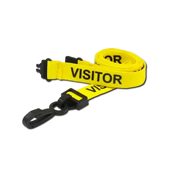 15mm Yellow Visitor Pre-Printed Breakaway Lanyard With Plastic Clip - pack of 100