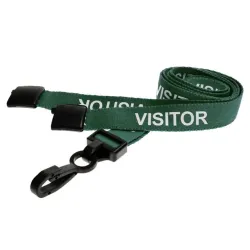 Dark Green Visitor Pre-Printed Breakaway Lanyard With Plastic Clip - pack of 100 Dark Green Visitor Pre-Printed Breakaway Lanyard With Plastic Clip - pack of 100