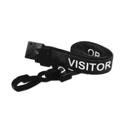 15mm Black Visitor Pre-Printed Breakaway Lanyard With Plastic Clip - pack of 100 15mm Black Visitor Pre-Printed Breakaway Lanyard With Plastic Clip - pack of 100
