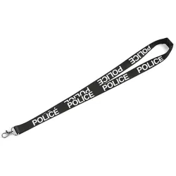 Pre-printed Black Police lanyard with metal clip - Pack of 100