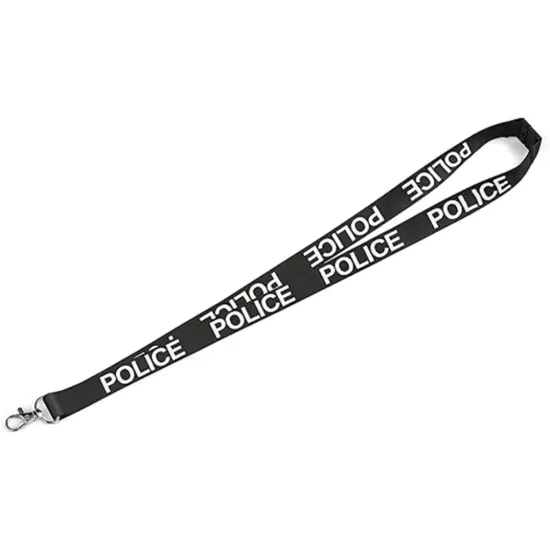 Pre-printed Black Police lanyard with metal clip - Pack of 100
