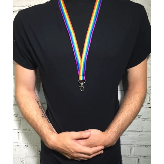 20mm Rainbow Striped Lanyards - pack of 25