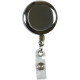 front view of chrome badge reel with strap