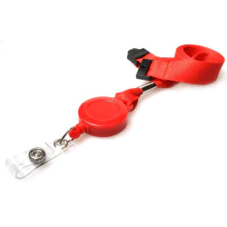 15mm RPET Lanyard with Badge Reel - Red - pack of 50