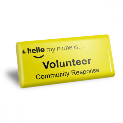 Volunteer Yellow Acrylic Domed Badges - #hellomynameis Volunteer Yellow Acrylic Domed Badges - #hellomynameis