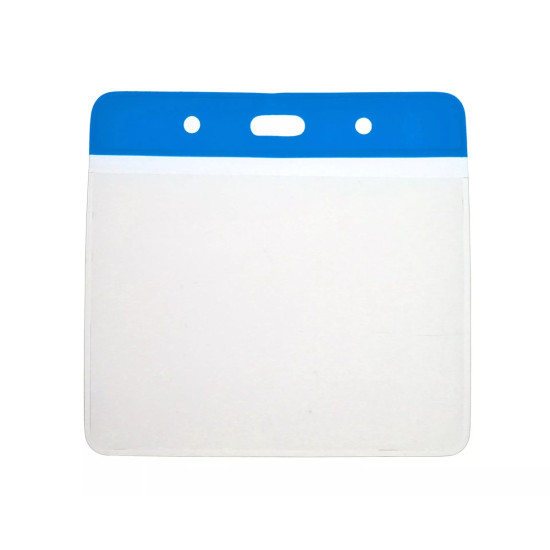 Flexible PVC Badge Holders - 102 x 83mm Landscape - Clear or Coloured Top - pack of 100