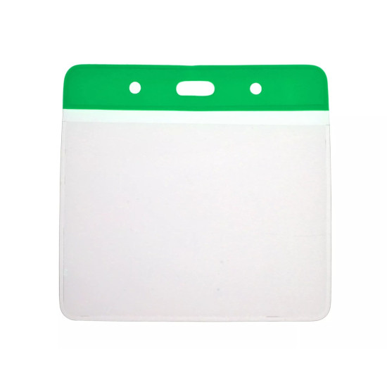 Flexible PVC Badge Holders - 102 x 83mm Landscape - Clear or Coloured Top - pack of 100