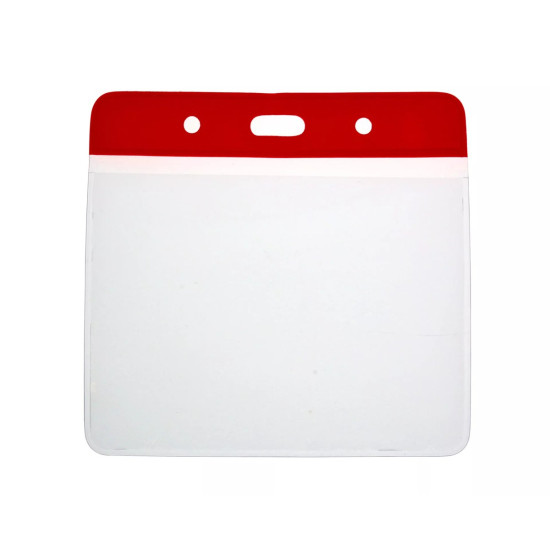 Flexible PVC Badge Holders - 102 x 83mm Landscape - Clear or Coloured Top - pack of 100