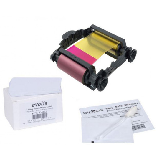 Badgy Consumables Kit - 1 x Colour Ribbon & 100 x 0.76mm Cards VBDG205EU