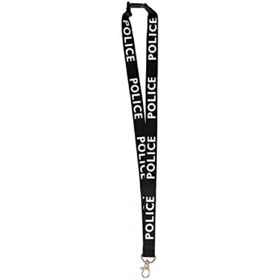 Pre-printed Black Police lanyard with metal clip - Pack of 100