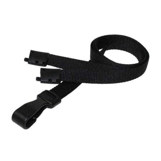 Black 10mm RPET Breakaway Lanyards with Plastic Clip - Pack of 25