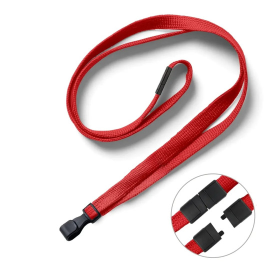 Red 10mm RPET Breakaway Lanyards with Plastic Clip - Pack of 25