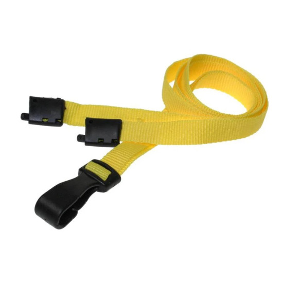 Yellow 10mm RPET Breakaway Lanyards with Plastic Clip - Pack of 25