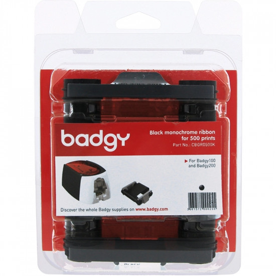 Badgy100 & Badgy200 Black Monochrome Ribbon - 500 Image CBGR0500K