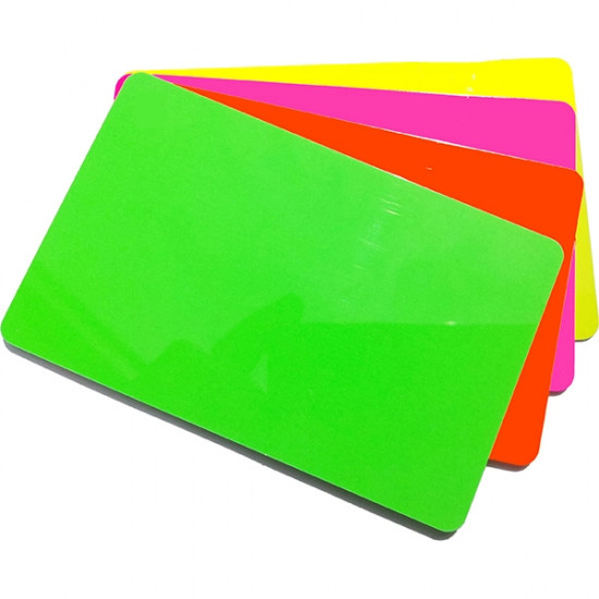 Yellow, Pink, Orange and Green Fluorescent PVC Cards 