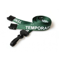 15mm Dark Green Temporary Pre-Printed Breakaway Lanyard With Plastic Clip - pack of 100 15mm Dark Green Temporary Pre-Printed Breakaway Lanyard With Plastic Clip - pack of 100