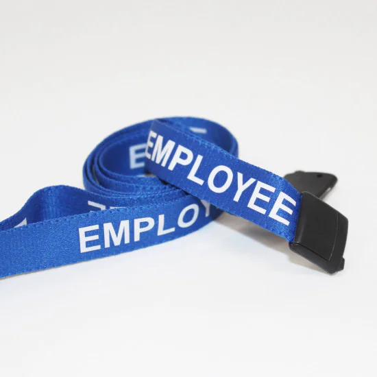 15mm Blue Employee Pre-Printed Breakaway Lanyard With Plastic Clip - pack of 100