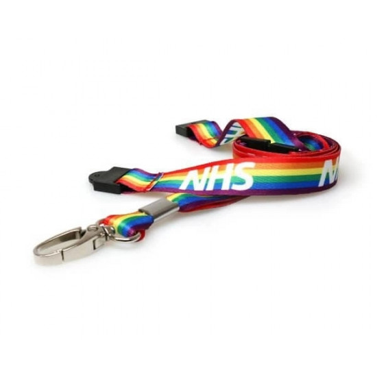 Rainbow NHS Printed Lanyards with Double Health and Safety Breakaway and Metal Trigger Clip - pack of 10