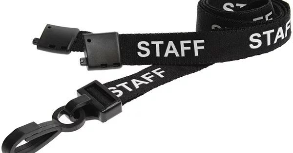 Black Staff Lanyards With Safety Breakaway Clip
