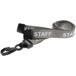 15mm Grey Staff Pre-Printed Breakaway Lanyard With Plastic Clip - pack of 100 15mm Grey Staff Pre-Printed Breakaway Lanyard With Plastic Clip - pack of 100