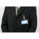 ID card on mans blazer