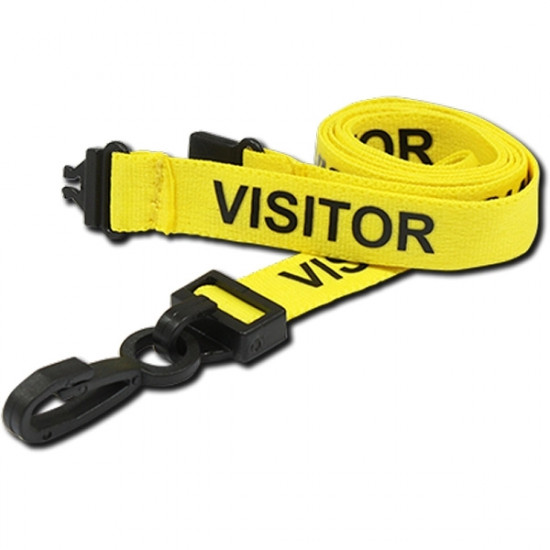 15mm Yellow Visitor Pre-Printed Breakaway Lanyard With Plastic Clip - pack of 100