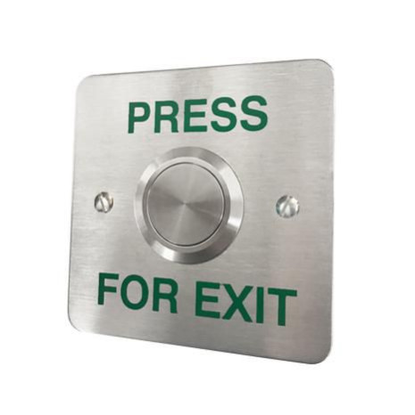ICS Flush mount stainless steel exit button (35mm button) - PRESS FOR EXIT - DRB006F-PFE