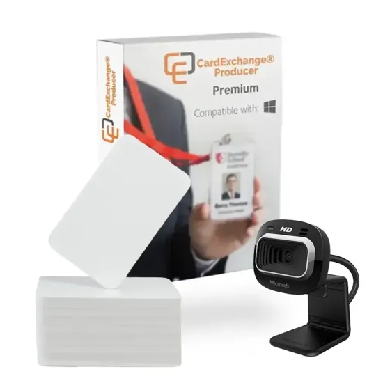 ID Software Bundle - Includes CardExchange® Premium / Microsoft USB Webcam / 500 Plain White Cards
